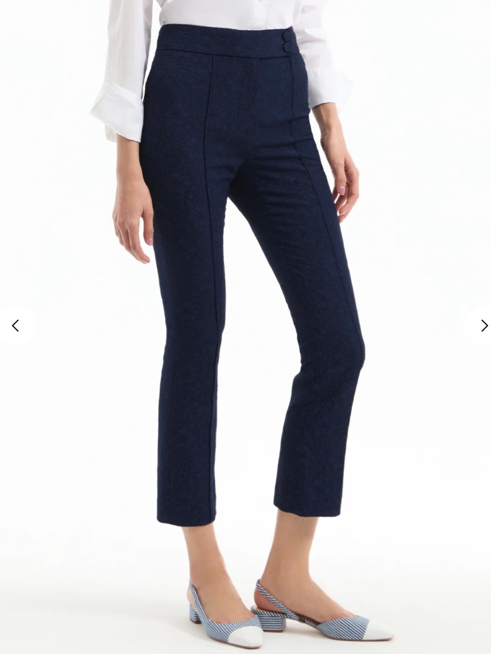 Veronica Beard Navy Dell Jacquard Pant
